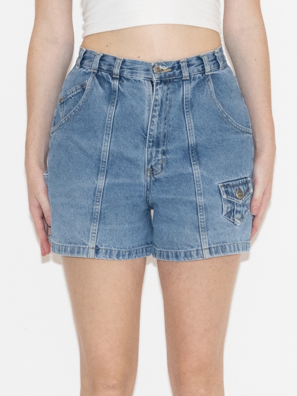 Vintage 90s denim cargo shorts high waisted size 9 cotton no boundaries